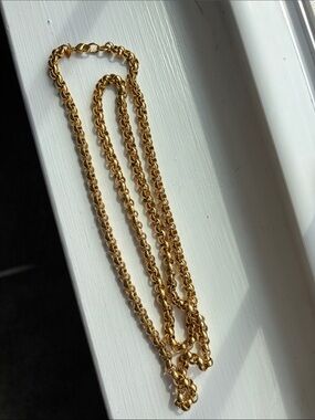 Vintage Monet 34" Heavy 22k Gold Plated Rolo Chain Necklace Opera Length